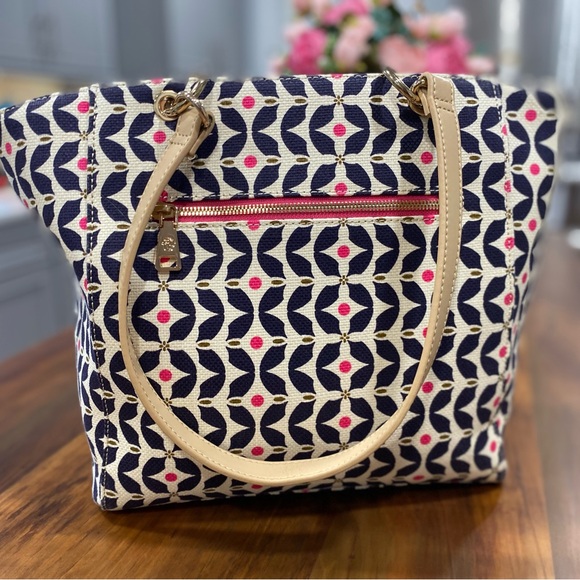 NWOT Maritime Tote Linen Purse by Spartina 449 with wallet & keychain - Picture 6 of 16